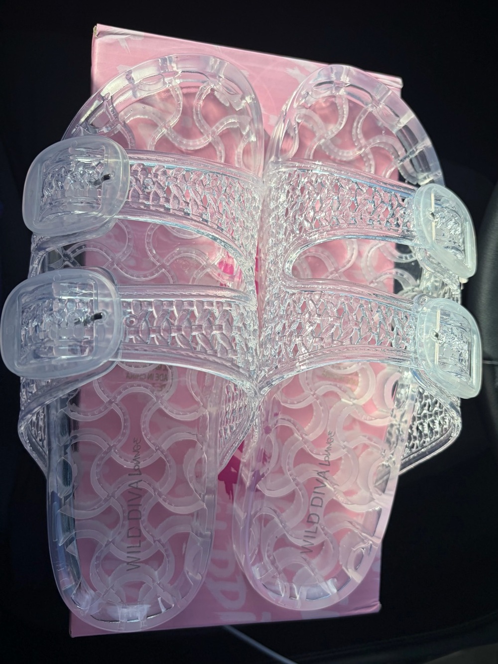Wild Diva Clear Jelly Double Buckle Sandals